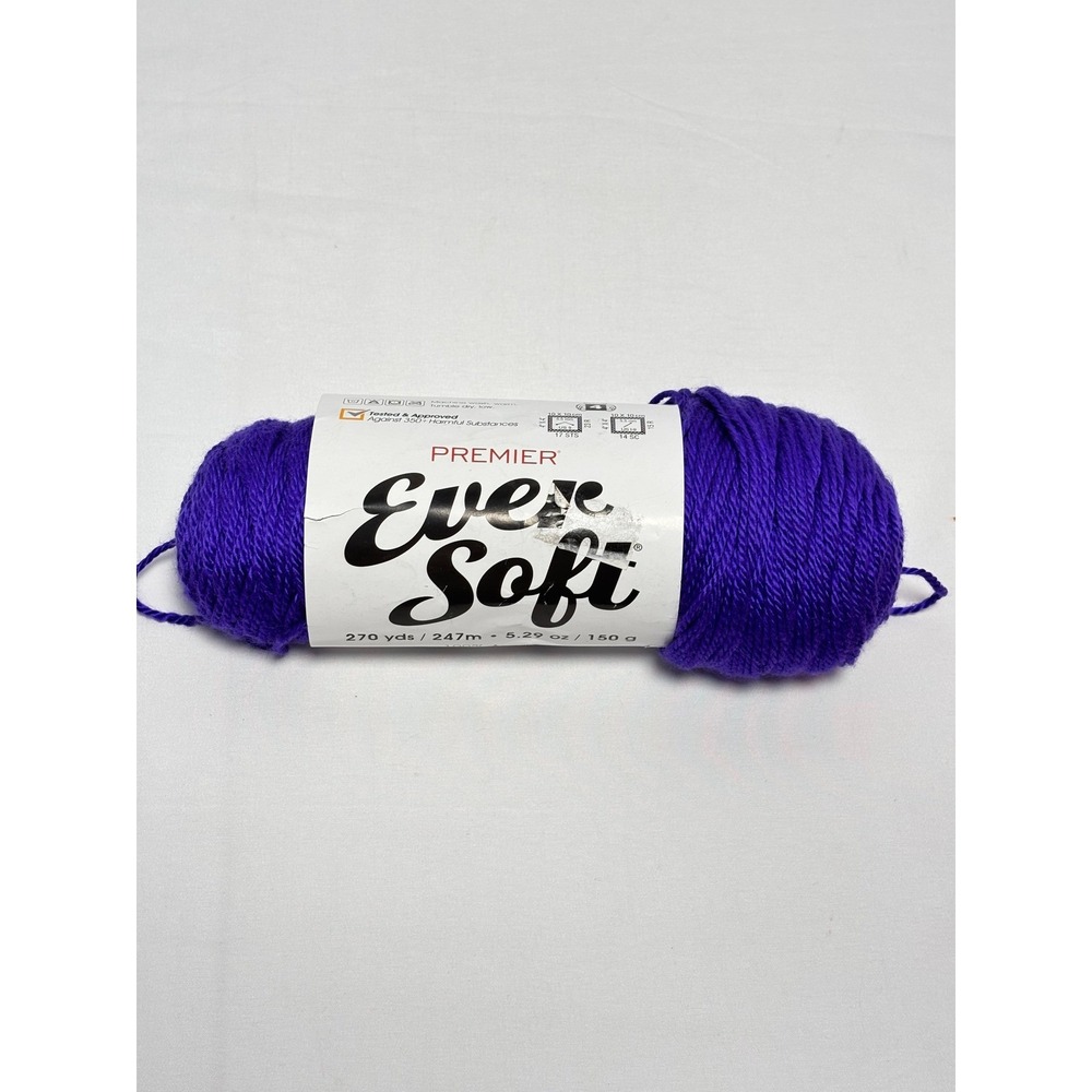 Premier Ever Soft Purple Acrylic Yarn 1138-30 Medium 4 Worsted 270 Yards 5.29oz